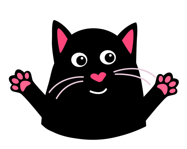 快乐可爱的猫咪坐着，老鼠，扁平风格矢量插画。图片下载