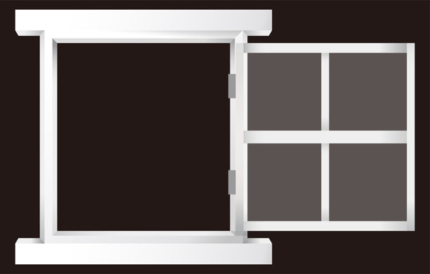 白色窗户的插画。门已打开。白色背景上的矢量插画。图片下载