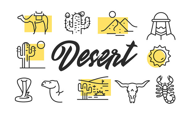 沙漠海报。矢量插画图片下载