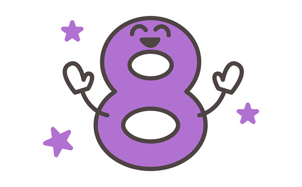 8个可爱的数字8卡通插画图片下载