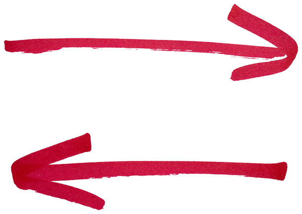 手绘红色箭头草图，带有马克笔笔触，抽象墨水指向符号，用于方向、商业设计、涂鸦图标、简单的隔离标志图片下载