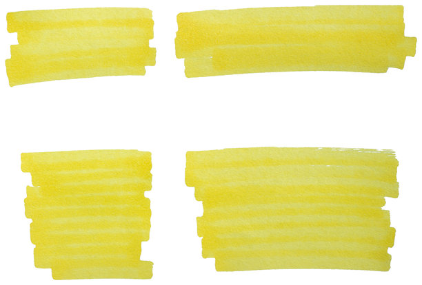 手绘黄色马克笔笔触集合，抽象墨水高光横幅集，用于下划线、文本背景、强调、设计元素图片下载
