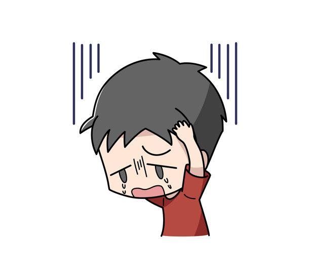 一个男孩因焦虑而哭泣的插画图片下载