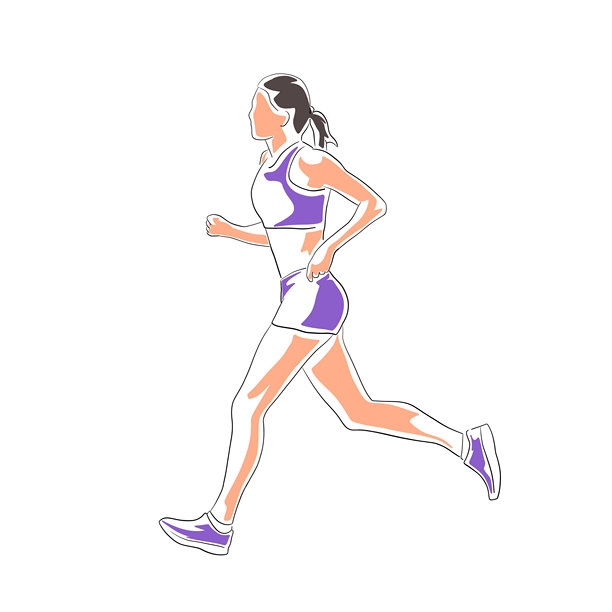 奔跑的女性，孤立的扁平设计矢量图。运动插画图片下载