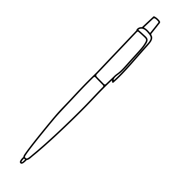 用于书写的圆珠笔，黑色轮廓线。铅笔符号，象征学习和教育概念，图标风格，适用于知识日或9月1日。涂鸦矢量插画。图片下载
