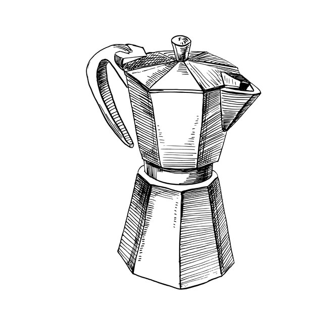 虹吸咖啡壶。写实风格的矢量插画，适用于咖啡店室内装饰、菜单设计、包装印刷、厨房用品和纺织品。图片下载