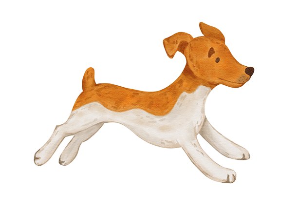 玩耍的狗狗正在奔跑，可爱的卡通梗犬插画，有趣的宠物图片下载