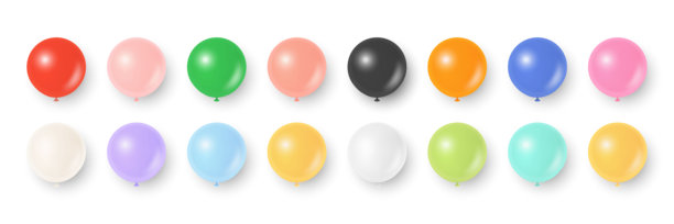 矢量3D逼真多彩气球。逼真的派对气球。多彩生日气球套装。氦气球。矢量插画图片下载