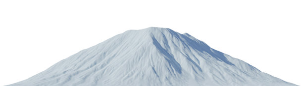 冰雪山峰，在白色背景上孤立，3D渲染插画图片下载