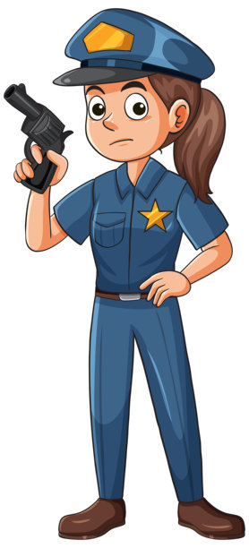 身着制服的女警官手持手枪插画图片下载