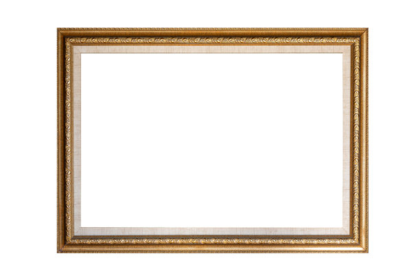 复古金色木质边框，孤立在白色背景上图片下载