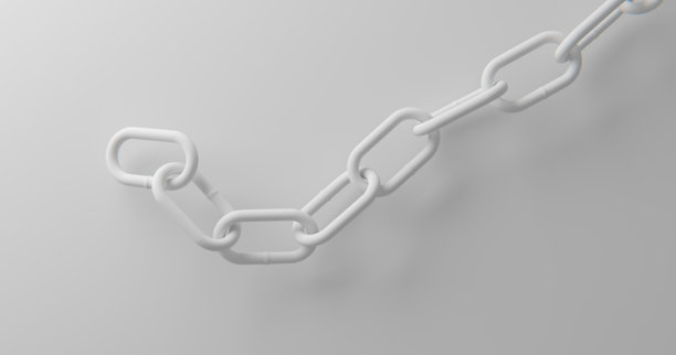 简约抽象背景，带有象征连接的白色链条和清晰的业务流程。3D渲染图片下载