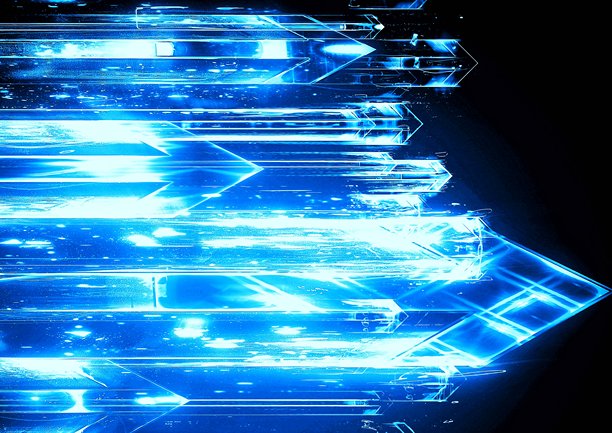 无数抽象蓝光箭头的 3D 插画图片下载