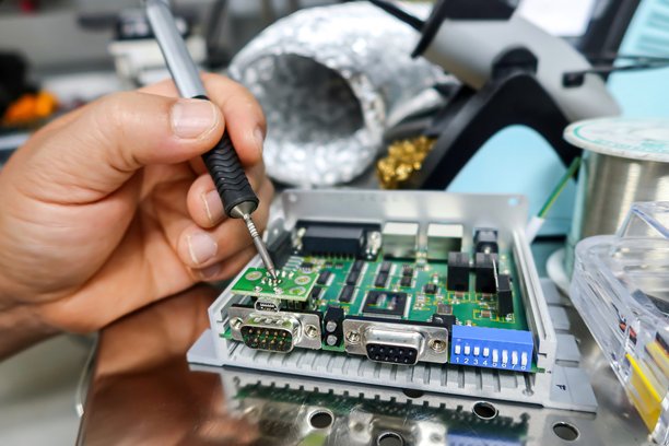 修理车间电气零件的图片，电气概念。图片下载