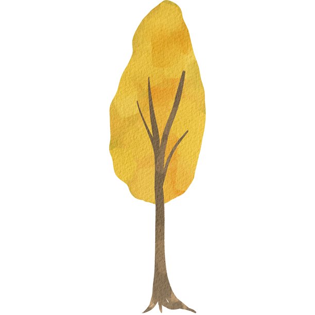 水彩插画：秋叶缠绕的树图片下载