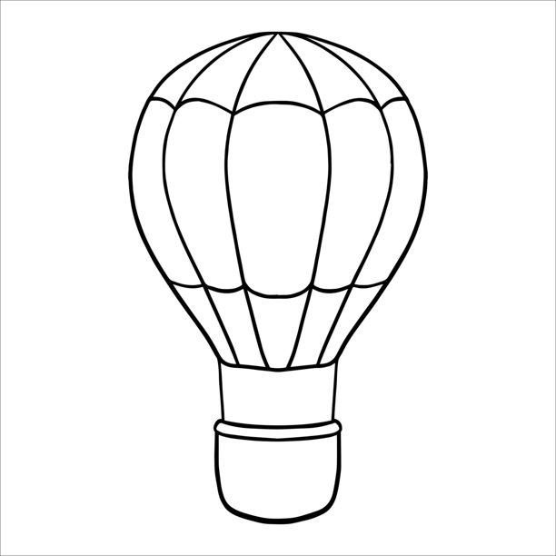 热气球。线条设计风格的热气球矢量插画。复古手绘风格的空气气球轮廓图。手绘轮廓热气球，适用于请柬和托儿所装饰。图片下载