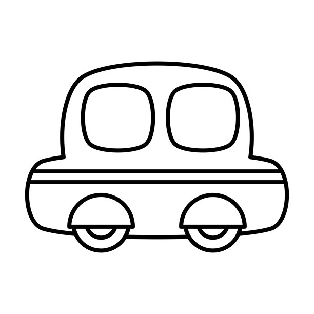 可爱的卡通汽车，纯白背景，儿童填色页，矢量插画。图片下载