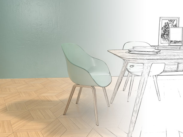 一个简单的客厅和餐厅的写实3D插画图片下载