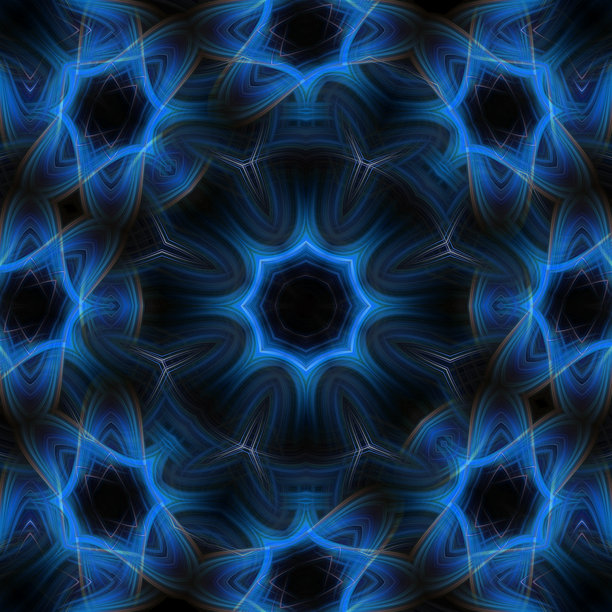 蓝色陶瓷瓷砖绘画。无缝图案装饰。阿拉伯式花纹，适用于织物、壁纸、刺绣、装饰。几何曼陀罗，带有西班牙民族图案。万花筒风格的绘画。图片下载