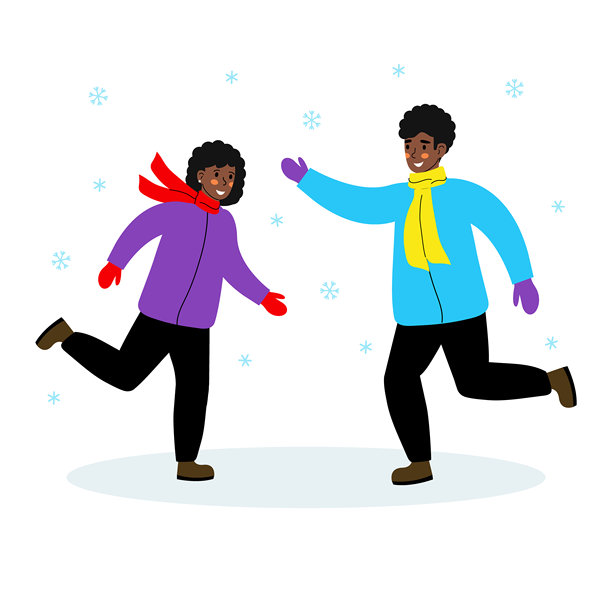 孩子们穿着暖和的夹克，在雪地里玩耍嬉笑，享受冬日时光图片下载