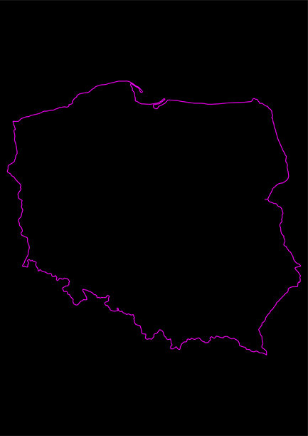 黑色背景上的波兰霓虹灯地图图片下载