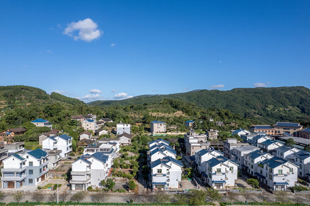 农村整齐房屋的航拍照片图片下载