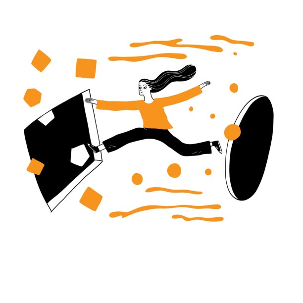 人物跑进一个带有屏幕的传送门。数字排毒、逃离或进入新维度的抽象概念。矢量插画。图片下载