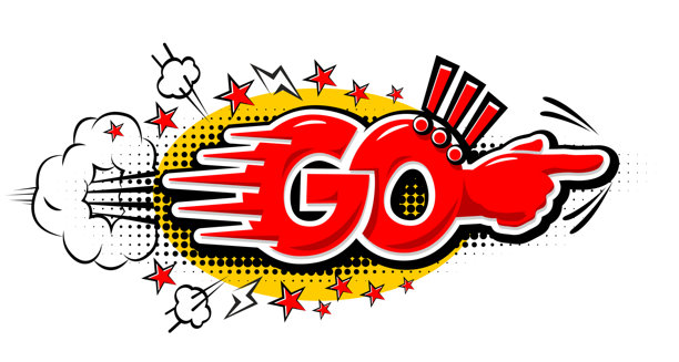 食指指向“GO”的铭文图片下载