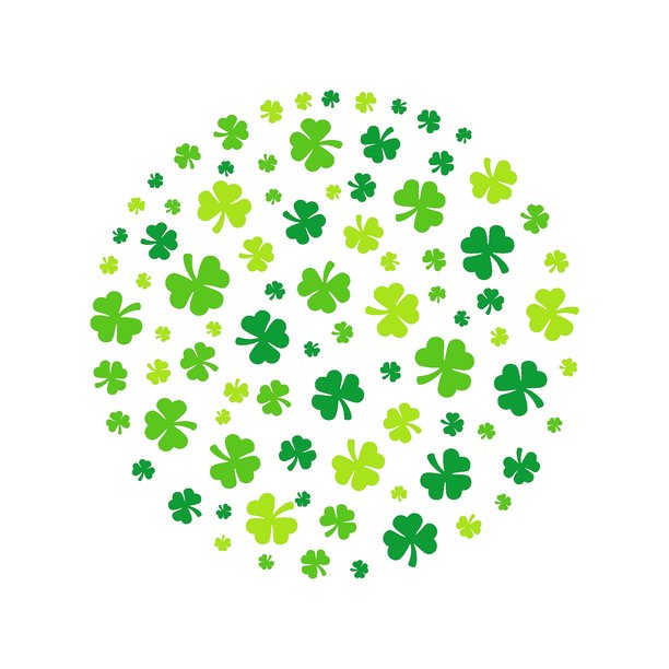 三叶草圆形插画，由许多三叶草叶子组成 - 矢量横幅图片下载