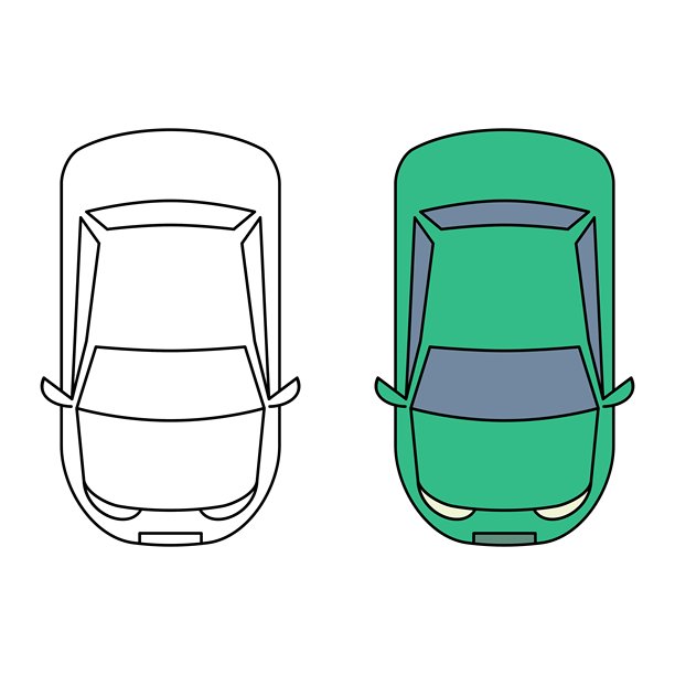 绿色汽车俯视图。交通主题。矢量插画。图片下载