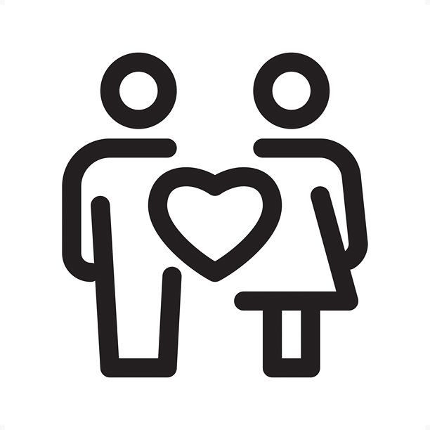 情侣轮廓图标-完美像素标志图片下载