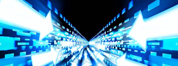 无数蓝色抽象光箭的3D插画图片下载