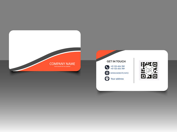 现代橙色名片矢量模板。用于品牌、身份识别和营销的现代矢量插图。图片下载