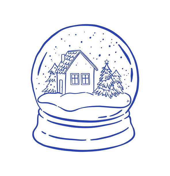 复古手绘圣诞雪球房屋矢量插画图片下载