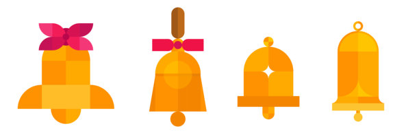 金色铃铛，用于圣诞节、新年或其他节日，采用现代马赛克风格，造型各异。一套节日扁平化极简设计元素。抽象矢量插画。图片下载