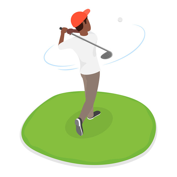 高尔夫球手的 3D 等距扁平矢量插画。项目 4图片下载
