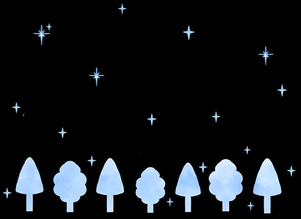 水彩风格的雪夜森林可爱背景插画图片下载