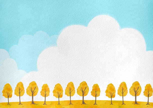 令人耳目一新的蓝天和秋叶的风景插画图片下载