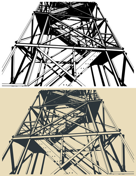 工业钢楼梯插画图片下载