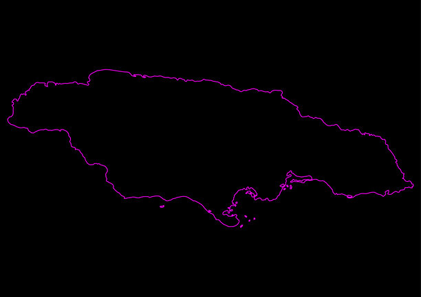 牙买加霓虹地图黑色背景图片下载