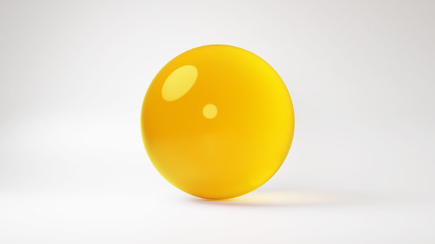 3D插画。一个黄色玻璃球在白色背景上。（横屏）图片下载