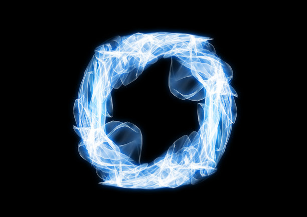 蓝色发光烟圈的3D插画图片下载