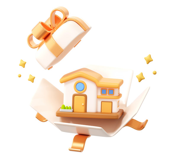 3D新家乔迁礼物图标，用于乔迁之喜、房产奖品和物业奖金图片下载