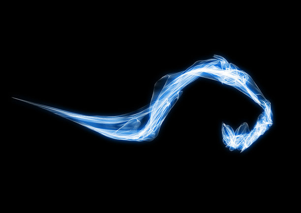 蓝色发光烟雾波浪的3D插画图片下载