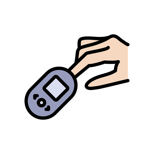 糖尿病检测图标。无创血糖仪。无需抽血即可测量血糖水平。血糖仪药店矢量符号，Logo插画图片下载