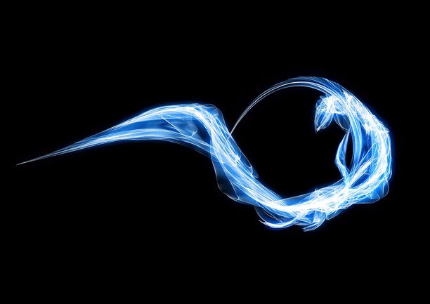 蓝色发光烟雾波浪的 3D 插画图片下载