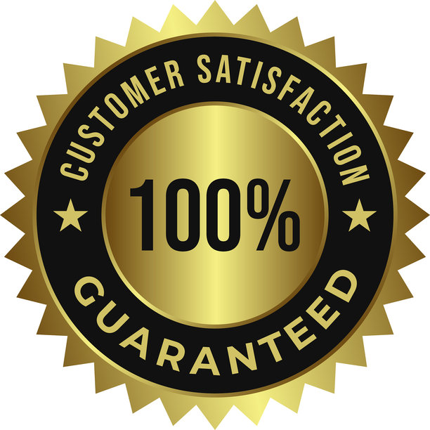 金色客户满意度保证印章：用于品牌推广、营销和信任的 100% 金色徽章图片下载