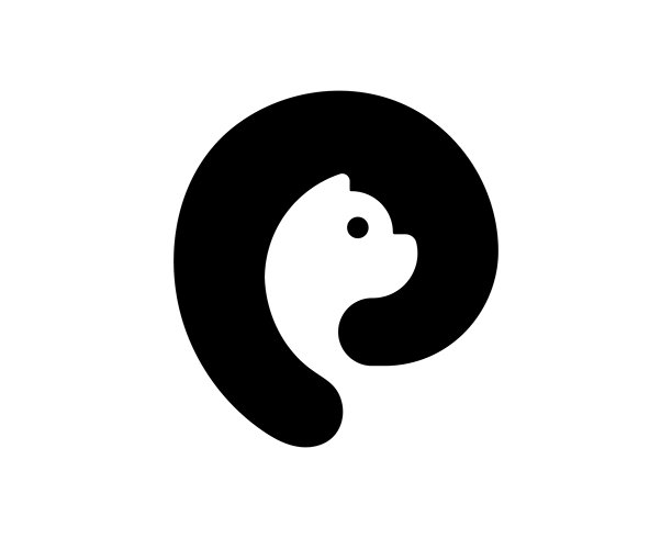 可爱的宠物负空间标志。狗或猫的简约图标。通用的宠物美容、宠物收容所、兽医诊所矢量标志。图片下载