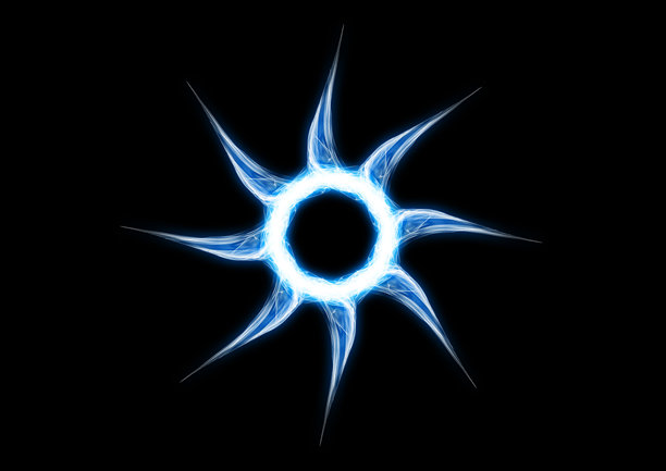 蓝色发光烟圈的3d插画图片下载