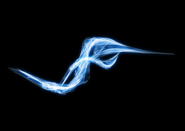 蓝色发光烟雾波浪的3D插画图片下载